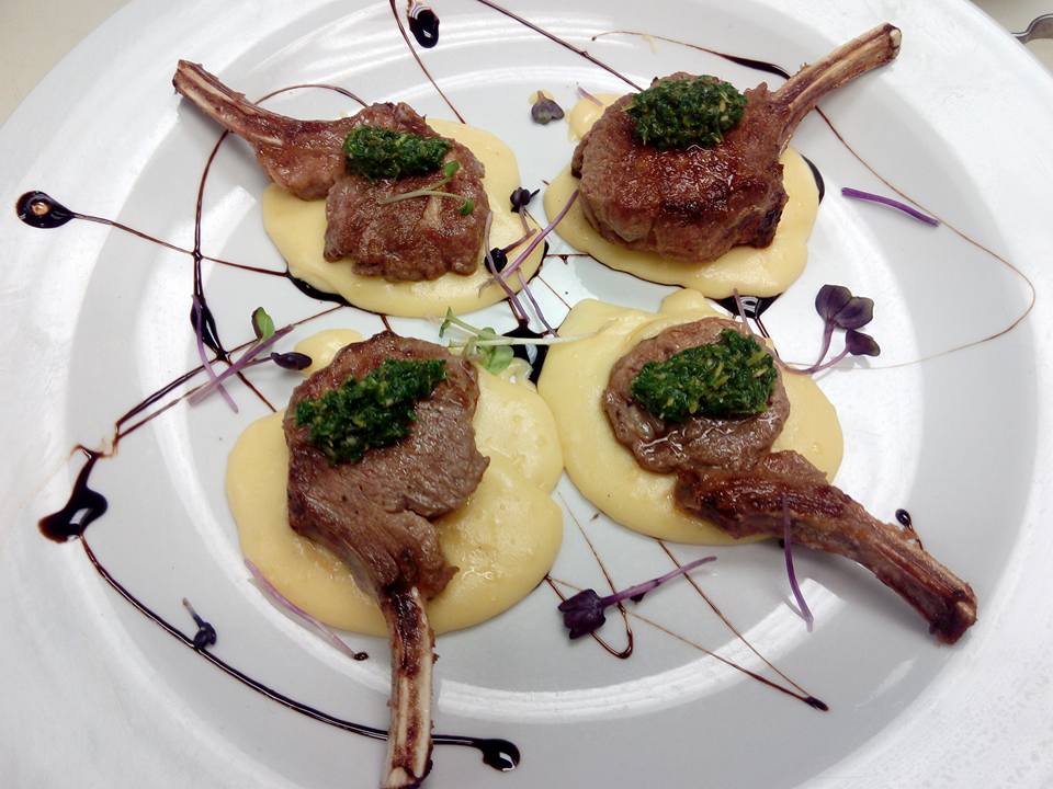 DIY Grilled Lamb Cutlets, creamy polenta, chimichurri1
